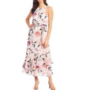 NWT Calvin Klein Women's Floral Halter-Neck Ruffled Maxi Dress Size 6